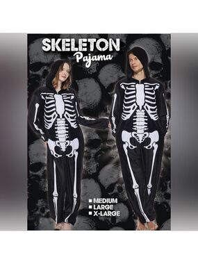 NWT Medium Unisex Skeleton Pajama Onesie